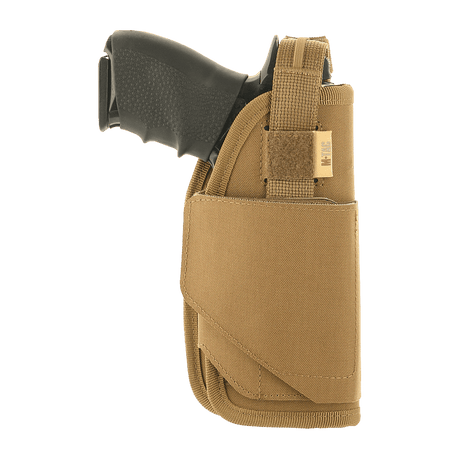 M-Tac Universal Taktisk Hylster Elite Højre, laminoitu Cordura 500D, säädettävä hihna ja MOLLE-liitäntä.
