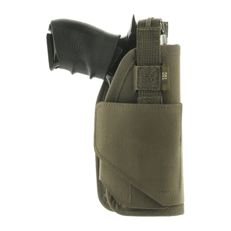 M-Tac Universal Taktisk Hylster Elite Højre, Cordura 500D, säädettävä hihna ja Velcro-lukko, yhteensopiva PM:n ja Glock 17:n kanssa, sivukuva.