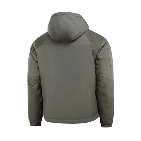 M-Tac Alpha Gen.III Pro Vinterjakke, grå jakke med hætte, bagfra, vandafvisende nylon og G-Loft isolering. Komfort ned til -20°C