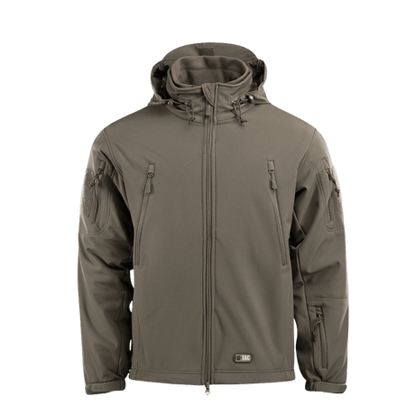 M-Tac Soft Shell Jakke med Liner i grå med aftageligt fleecefoer, let og vejrbeskyttende udendørsjakke.