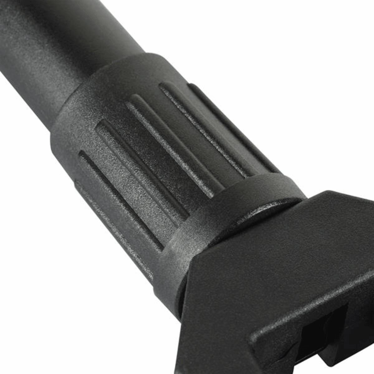 Nærbillede af M-Tac Sammenklappelig Skovl med Etui, viser det robuste foldbare design og tekstureret håndtag til outdoor brug.