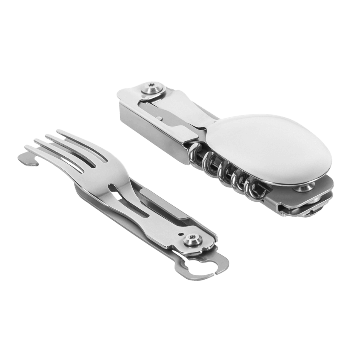 M-Tac Spork Bestiksæt med Karabinhage - kompakt feltbestik med ske, gaffel og flaskeåbner, ideel til camping og vandring.