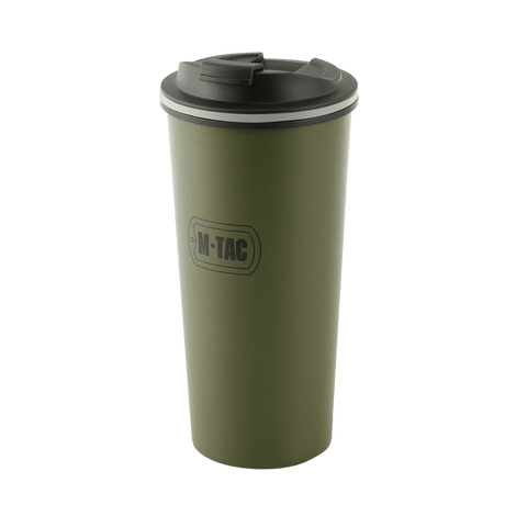 M-Tac 450 ml termosmuki venttiilillä vihreä, käytännöllinen ruostumattoman teräksen muki kuumiin tai kylmiin juomiin, venttiilillä helppoon käyttöön
