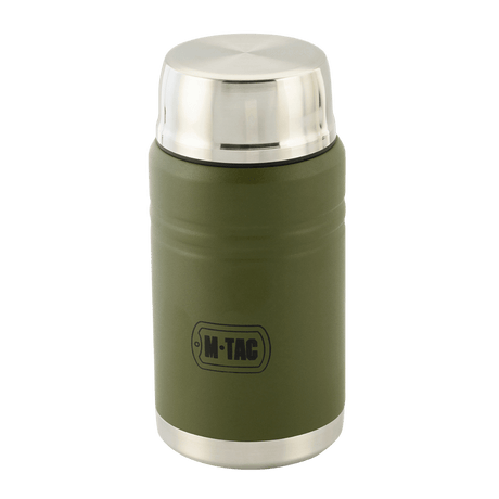 M-Tac 750 ml termospullo taitettavalla lusikalla ruostumattomasta teräksestä, sopii retkeilyyn ja vaelluksiin