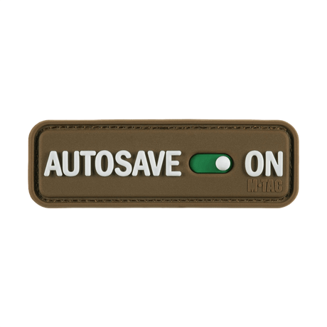 M-Tac Patch Autosave PVC täysväreissä Velcro, 3d-efekti PVC-materiaalissa, sopii vaatteisiin tai taktiseen varusteeseen, koko 8x2.5 cm