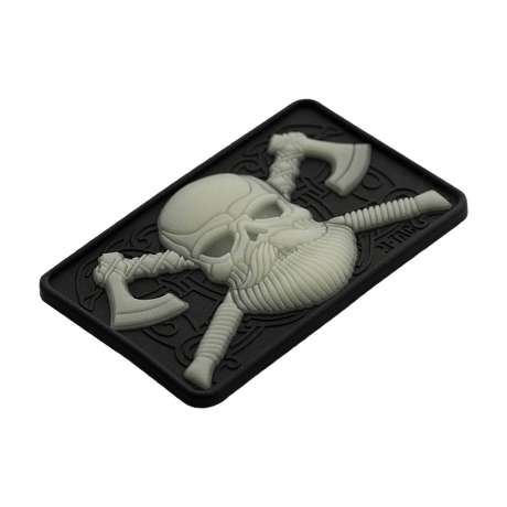 M-Tac Bearded Skull 3D PVC-patch partaisella kallo-kuviolla, Velcro-kiinnitys, 80x50 mm, kestävä sotilas- ja ulkokäyttöön.