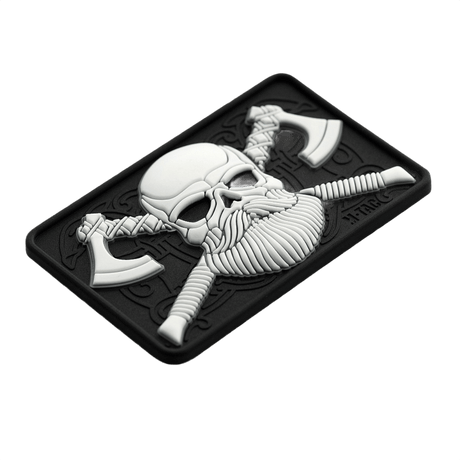 M-Tac Bearded Skull 3D PVC-patch partaisella kallo-kuviolla, Velcro-kiinnitys, taktinen käyttö sotilas- ja ulkoilmakäyttöön, 80x50 mm, kestävä PVC.