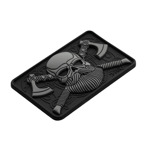 M-Tac Bearded Skull 3D PVC-patch mustana partaisella kallo-kuviolla, sopii taktiseen käyttöön ja helppoon Velcro-kiinnitykseen.