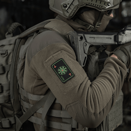 M-Tac Patch Kort Helm of Horror (Broderi) på jakke, broderet Cordura 500D med Ægishjálmur vikingesymbol, til styrke og sejr.