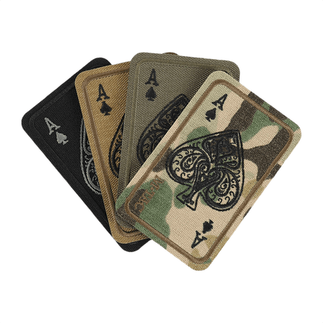 M-Tac Patch Ace Of Spades (broderi) – Cordura 500D, Velcro, kirjailtu kuvio eri väreissä, sopii vaatteisiin tai taktiseen varustukseen.