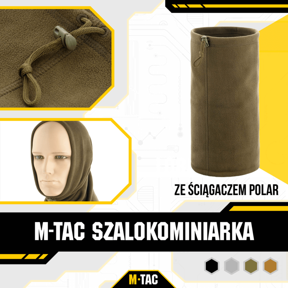M-Tac Fleece Neck Gaiter med Snor, alsidigt fleece tilbehør mod kulde, 100% polyester, multifunktionel med justerbar pasform.