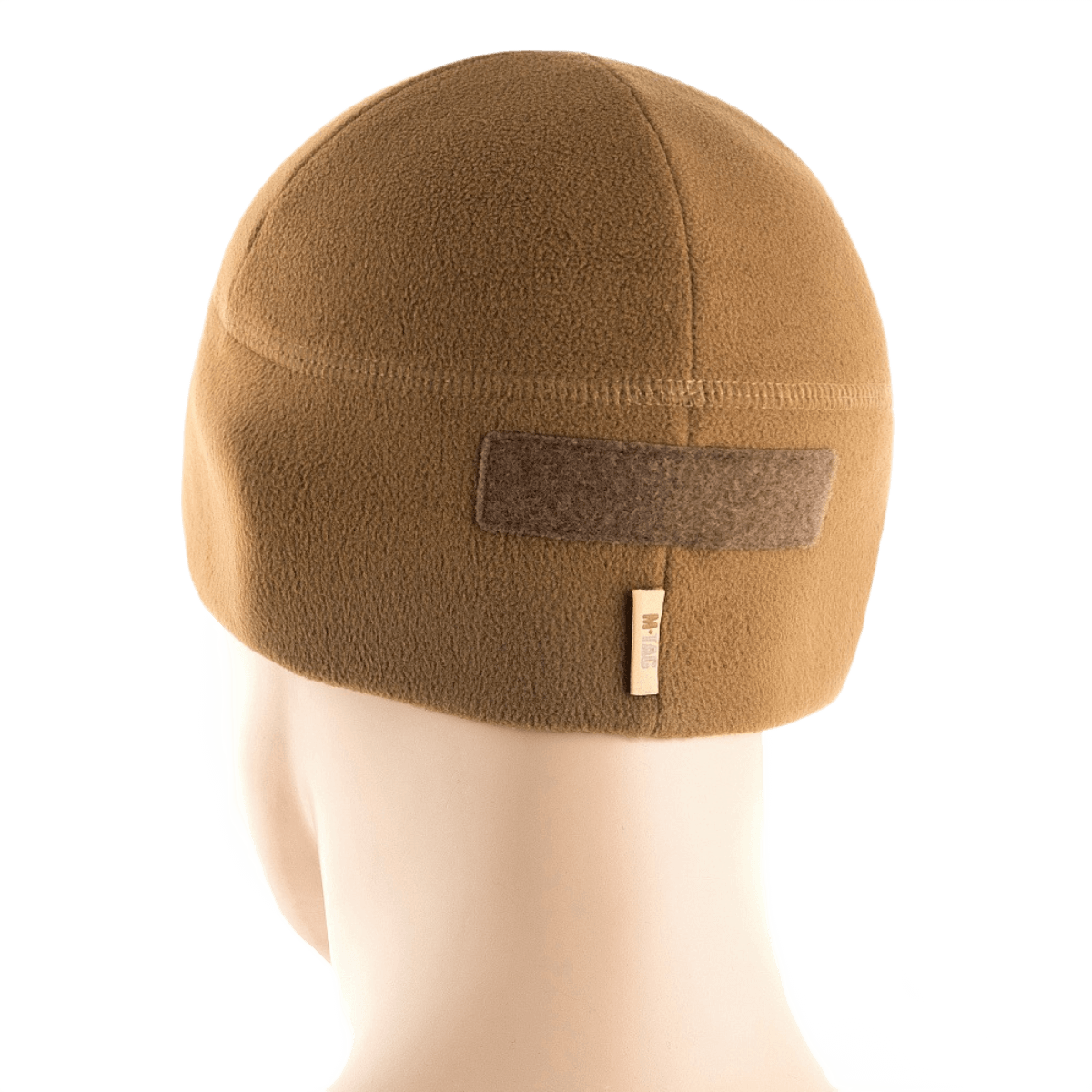 M-Tac Fleece Tactical Watch Cap Beanie m. Patch Panel i brun fleece, let og hurtigtørrende, ideal til taktisk brug og friluftsliv.