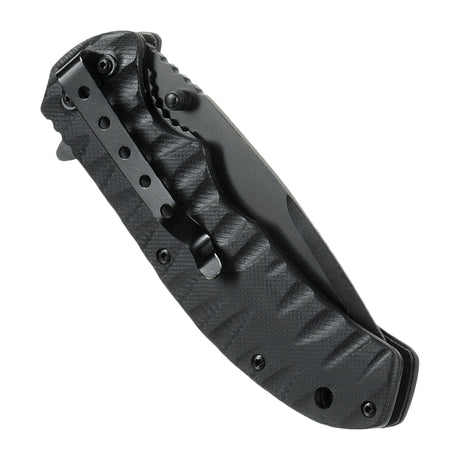 M-Tac Outdoor & Militær taittoveitsi - Type 4, suljettu, musta G10-kahva kestävyyttä ja leikkaustehokkuutta varten.