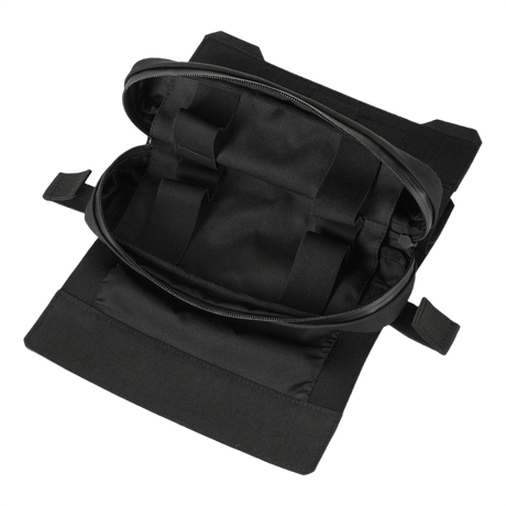 M-Tac Horizontal Medical Pouch ROLL Elite avattuna, Cordura-materiaali ja useita lokeroita lääkintätarvikkeille.