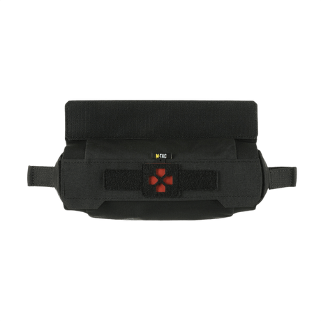 M-Tac Horizontal Medical Pouch ROLL Elite mustana, Cordura 500D, suunniteltu tilaa säästäväksi ja mukavaksi ajossa.
