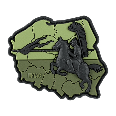 M-Tac Patch Husaria 3d PVC moraalimerkki siivekkäällä husarilla ja Puolan lipulla, 70x80mm, PVC, velcro-kiinnitys, 3d-efekti, urheus ja ritarillisuus