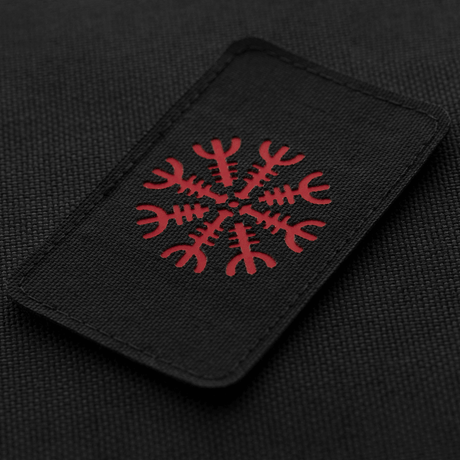 M-Tac Patch Helm of Horror Vaakasuuntainen Laser Cut – ægishjálmur‑kuvio, Cordura 500D, kiinnitys Velcro, koko 80 x 50 mm.