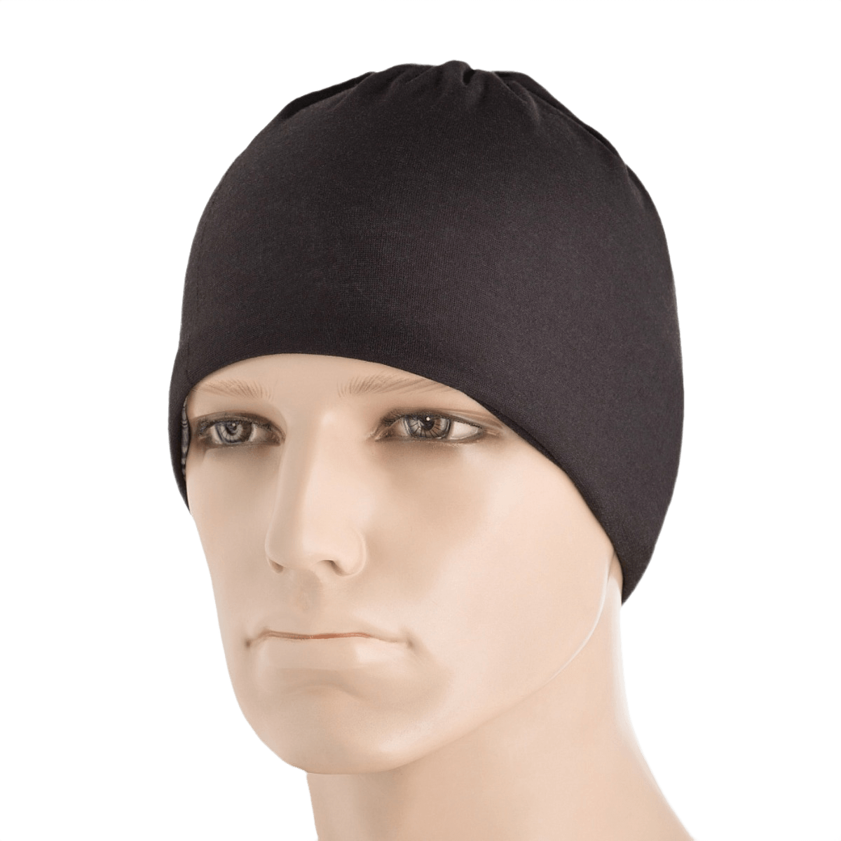 Mand iført M-Tac Let Tubehalstørklæde Reaper Skull som hue. Multifunktionelt tilbehør til sport og daglig brug.