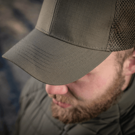 M-Tac Mesh Flex Ripstop Baseball Cap med ripstop front og mesh paneler for optimal ventilation og komfort.