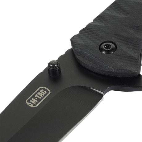 M-Tac Outdoor & Militær taittoveitsi - Type 4, kromattu ruostumaton terä ja G10-komposiittikahva, musta muotoilu ja kestävä materiaali.