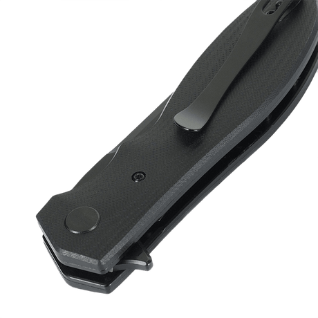 M-Tac Outdoor & Militær Type 6 taitettuna, mustat G10-otteet, sopii EDC-käyttöön.