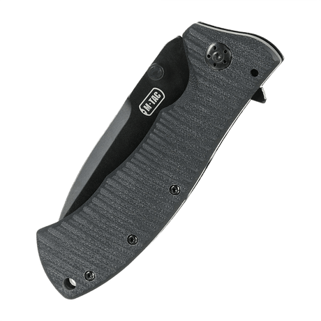 M-Tac Outdoor & Militær Type 7 taitettuna. Kevyt muotoilu, mustapinnoite, EDC-varuste.