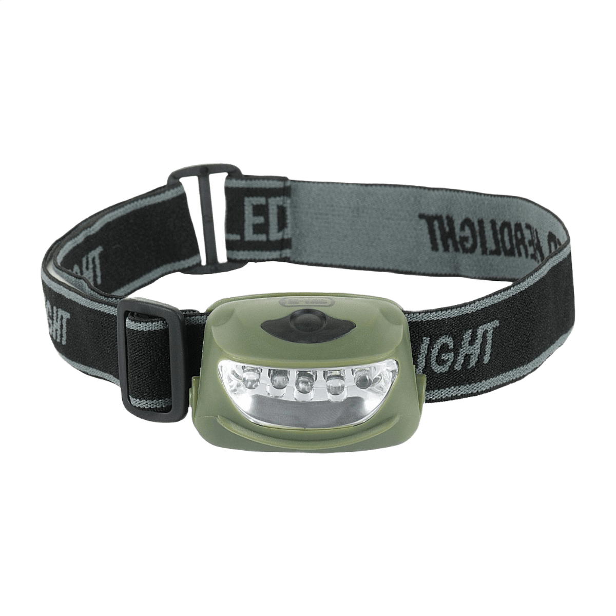 M-Tac Pandelygte 4+1 LED med elastisk hovedrem, 4 hvide LED, 1 rød LED, tre lysfunktioner, velegnet til udendørsaktiviteter.