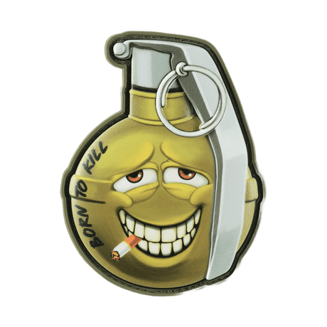 M-Tac Patch M67 Kranaatti 3D PVC humoristisella emojilla ja tekstillä 'Born to Kill'. Sopii sotilasharrastajille ja taktisiin varusteisiin