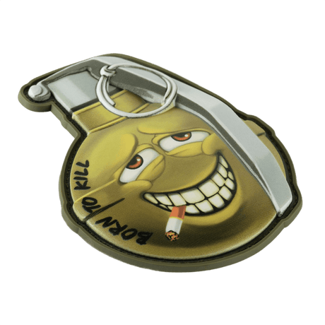 M-Tac Patch M67 Kranaatti 3D PVC "Born to Kill" -emojilla, taktinen PVC-patch Velcro-kiinnityksellä. Koko: 8.8 x 6.8 cm.