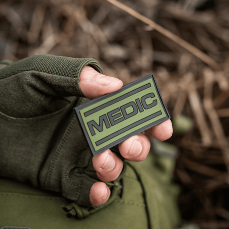 M-Tac Patch Medic PVC 3D taktinen patch univormuun tai laukkuun Velcro-kiinnityksellä, joustava PVC-materiaali, 70 x 35 mm.