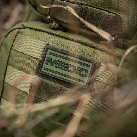 M-Tac Patch Medic PVC 3D oliivinvihreässä repussa. Taktinen lääkintätarra joustavasta PVC:stä 3D-efektillä.