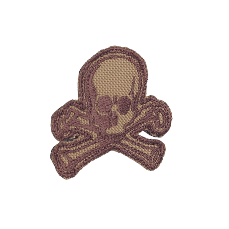 M-Tac Patch Old Skull Velcro 3D-efektillä, ruskea kalloaihe, sopii univormuun ja varusteisiin, mitat 45 x 55 mm, tekstiilimateriaali