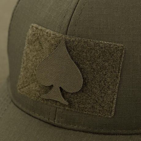 M‑Tac Patch Spades Laser Cut lippalakissa, taktinen patch Velcro-kiinnityksellä, kestävä Cordura 500D -materiaali, "Ace of Spades" -muotoilu