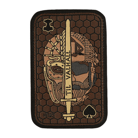 M-Tac Patch Til Valhall Ace Jacquard, moraalipatch norjalaissotilaiden rituaaleista inspiroituneena, Jacquard-kangas, musta Velcro, 108x68 mm.