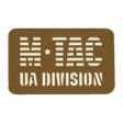 M-Tac Patch UA Division Laser Cut, selvlysende Cordura 500D mærke med velcro, 80x50 mm, ideel til militær og taktisk udstyr.