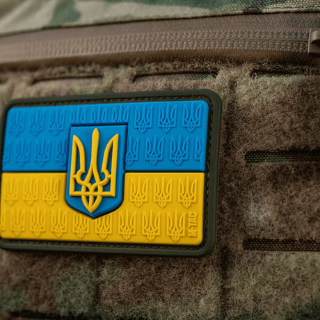M-Tac Patch Ukraine Flag kilvellä Trident 3d-reliefissä, PVC, kiinnitys Velcro, koko 8x5 cm