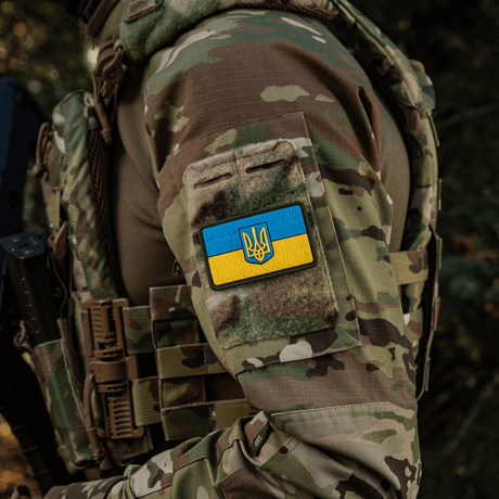 M-Tac Patch Ukraine Flag kilvellä Trident 3d PVC, camo-vaatteessa, koko 8x5 cm