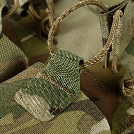 Yksityiskohta M-Tac Plate Carrier Cuirass FAST XL QRS:stä camokuosissa; suunniteltu suojalevyille, Cordura 500D -materiaali.