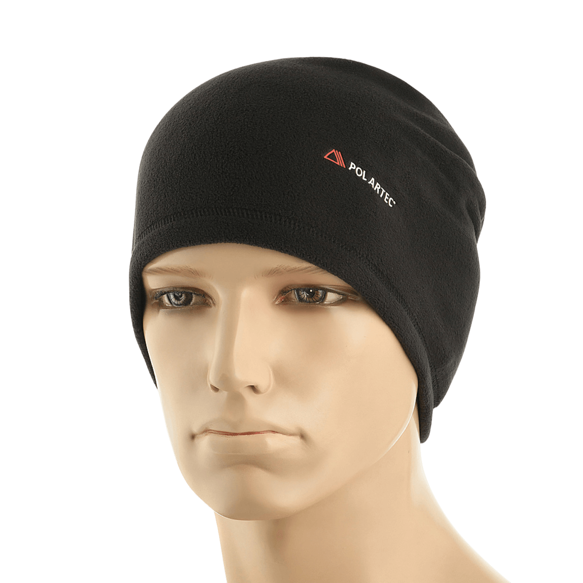Sort Polartec hætte vist på et mannequin-hoved, ideel til koldt vejr, del af M-Tac Polartec Lang Tubehalstørklæde-serien.