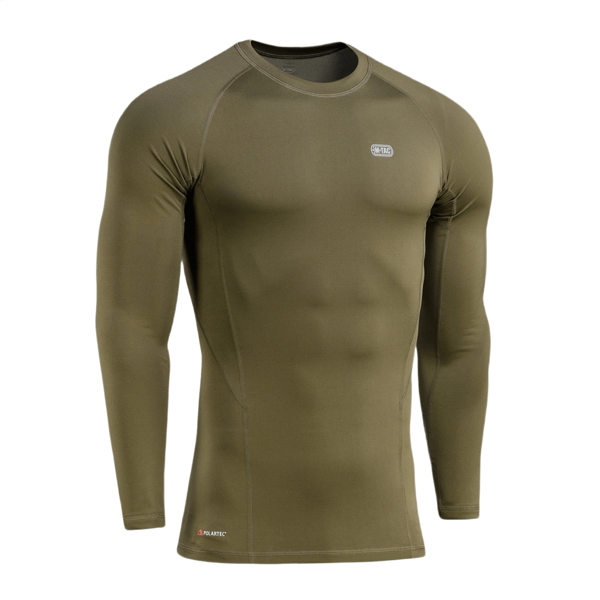 M-Tac Level I Polartec Thermal Shirt i olivengrøn, perfekt til vinterbrug, anatomisk pasform og hurtigtørrende Power Dry® materiale.