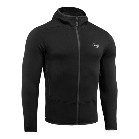 M-Tac Shadow Polartec Fleece Sweatshirt i sort med lav profil hætte til optimal varme og funktionalitet, fremstillet af slidstærkt Power Stretch Pro fleece