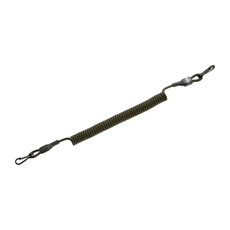 M-Tac Safety Cord Medium for Carbine spiraalimuotoilu D-ringillä ja MOLLE-kiinnityksellä aseiden ja varusteiden suojaamiseen katoamista tai varkautta vastaan.