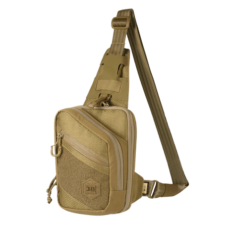 M-Tac Sling -pistoolilaukku Elite Hex Velcro kestävässä Cordura-kankaassa, säädettävä remmi ja Velcro-paneeli merkeille.
