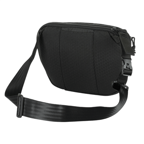 M-Tac Sphaera Hex Hardsling Bag Large Elite musta, säädettävä hihna ja vahva vetoketju, sivulta nähtynä.