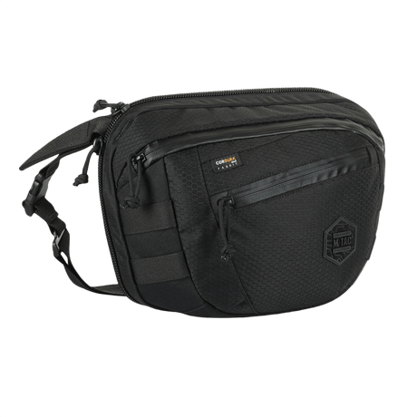 M-Tac Sphaera Hex Hardsling Bag Large Elite musta kangas, taskut ja säädettävä hihna. Sopii päivittäiseen käyttöön ja säilytykseen.