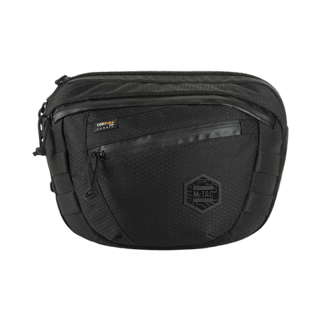 M-Tac Sphaera Hex Hardsling Bag Large Elite musta, vetoketju ja logo edessä. Käytännöllinen ja siisti laukku.