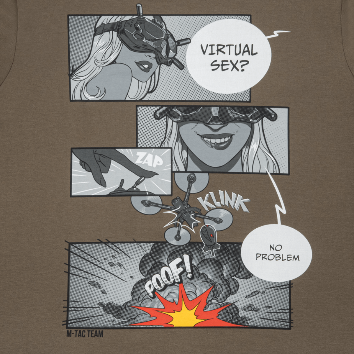 M-Tac T-Shirt Comics Drone Girl med comic-inspireret print af FPV-pilot, styrke og effektivitet, blød bomuldsblanding