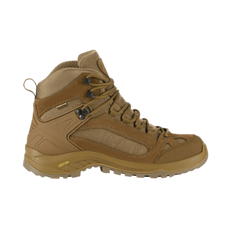 M-Tac Taktiske Demi-Season Støvler Pro Line kestävästä suede- ja Cordura-materiaalista, Vibram-pohja, suunniteltu taktisiin tehtäviin ja vaellukseen.