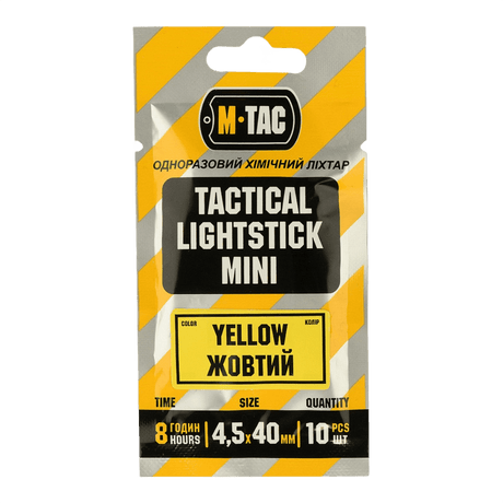 M-Tac Light Sticks 4,5x40 mm (10 kpl) - keltainen taktinen valotikku paketissa 10, sopii pimeisiin tiloihin, jopa 8 tunnin valo.