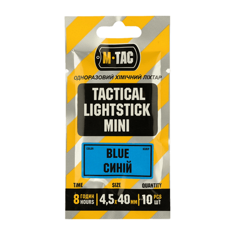 M-Tac Light Sticks 4,5x40 mm (10 kpl) - siniset valotikut pakkauksessa 10, sopivat valaistukseen ja signaalointiin, jopa 8 tunnin valo.